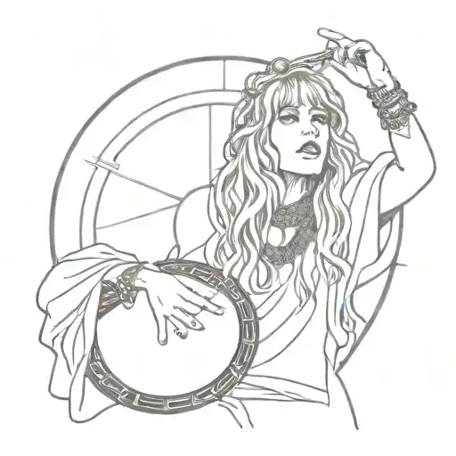Stevie Nicks performing with a tambourine tattoo design idea