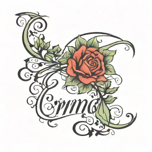 The name, Emma in fine line cursive writing tattoo design idea