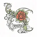 The name, Emma in fine line cursive writing tattoo design idea