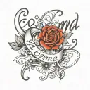 The name, Emma in fine line cursive writing tattoo design idea
