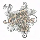 The name, Emma in fine line cursive writing tattoo design idea
