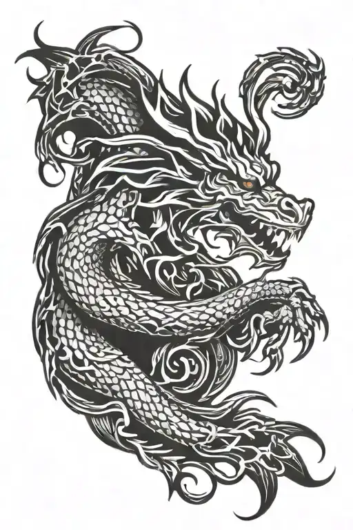 Neurodiversity symbol intertwined with a dragon motif tattoo design idea