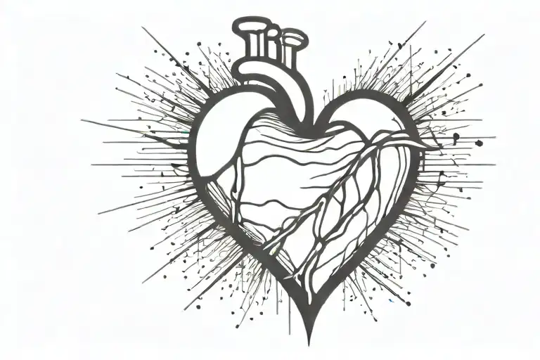 flatline ech heart tattoo design idea
