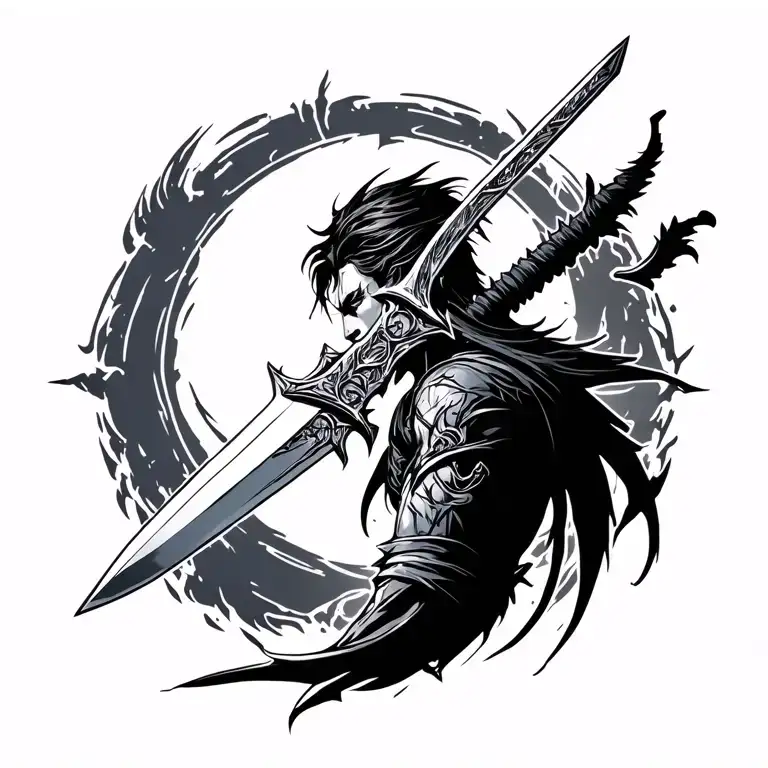 berserk symbol sword back tattoo design idea