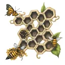 honeycomb and vine intertwined tattoo design idea