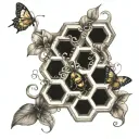 honeycomb and vine intertwined tattoo design idea