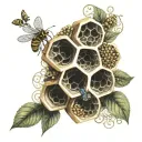honeycomb and vine intertwined tattoo design idea