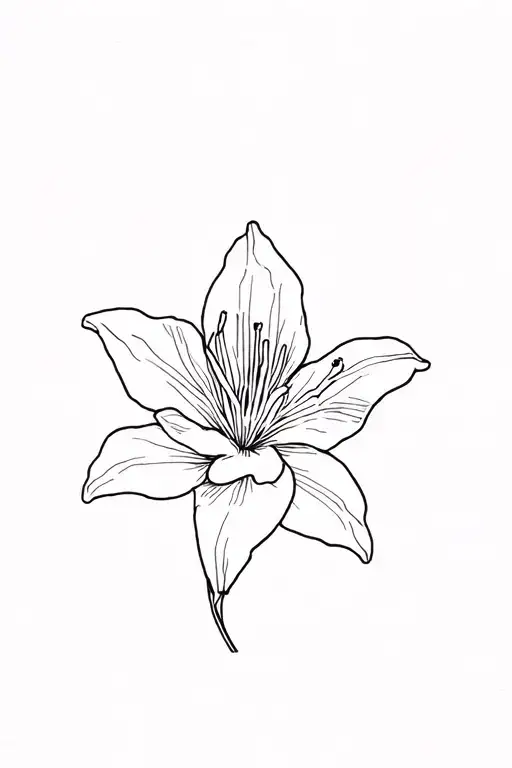 minimalist azalea flower outline tattoo design idea