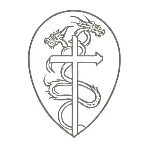 cross with dragon  tattoo design idea