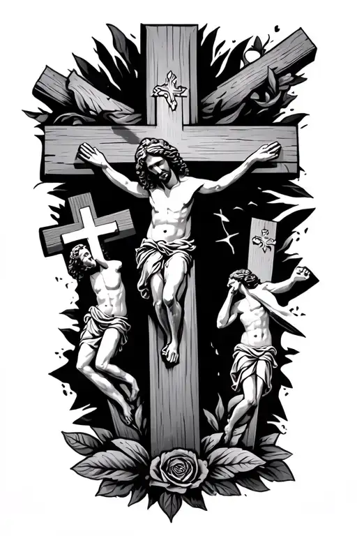 3 Jesus crosses on wrist middle one is bigger than the rest and Cruz tattoo vertically bigger than the crosses shading tattoo design idea