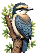 aboriginal art inspired kookaburra sitting in a tree tattoo design idea