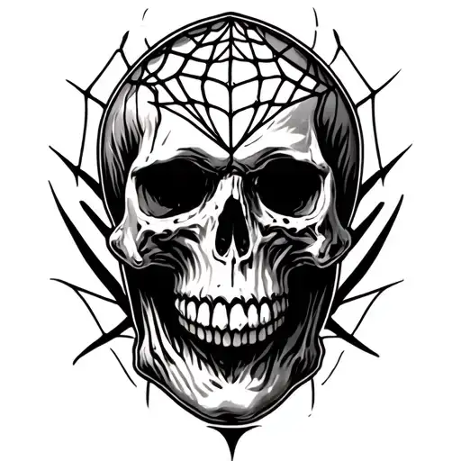 things that go with skull hand tattoo and spider web elbow tattoo on inner and outer forearm tattoo design idea