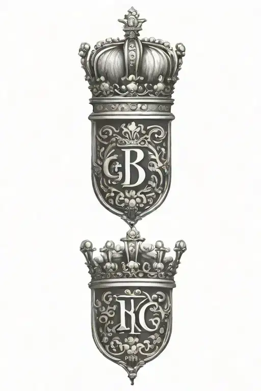 Queens Crown initials PLD tattoo design idea