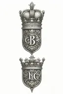 Queens Crown initials PLD tattoo design idea