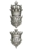 Queens Crown initials PLD tattoo design idea
