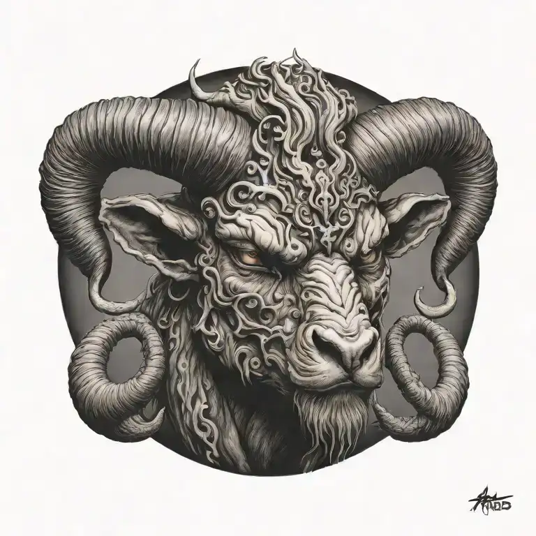 demon aries tattoo design idea