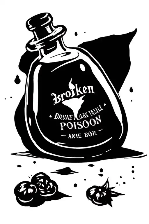 Broken poison bottle tattoo design idea