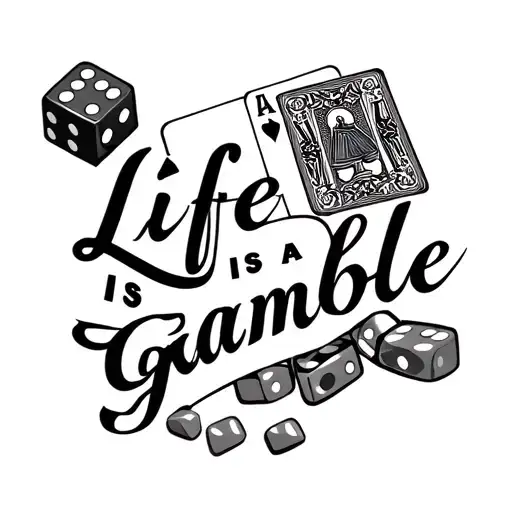 "Life is a gamble" cards and dices with a chess tattoo design idea