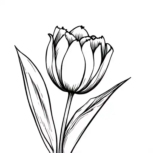 engine with tulip tattoo design idea