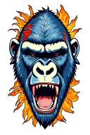 roaring gorilla head tattoo design idea