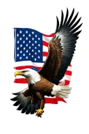 soaring eagle with american flag incorporated tattoo design idea