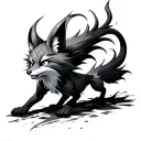 nine tailed fox attack tattoo design idea