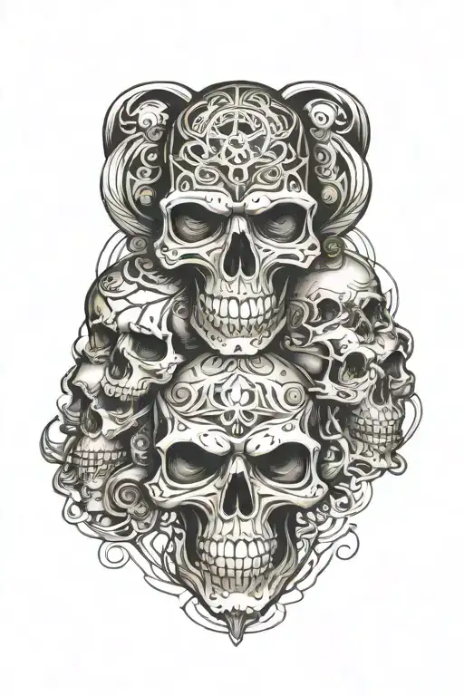 skulls surrounded tattoo design idea