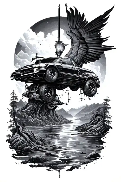 direction refexion time travel tattoo design idea