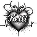 lifeline heartbeat forming the name "Kelli" tattoo design idea