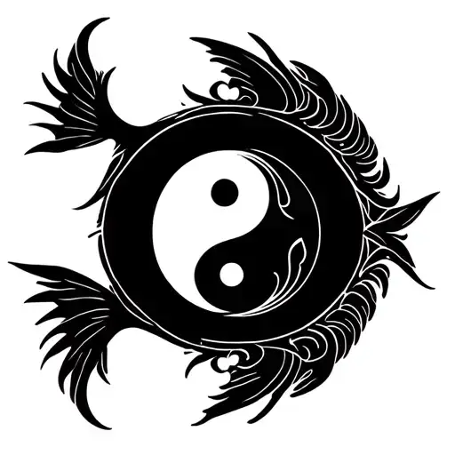 ying yang fish round logo incorporated tattoo design idea