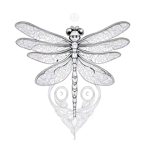 overlay Dragonfly with Celtic mother and 2 children symbol tattoo design idea