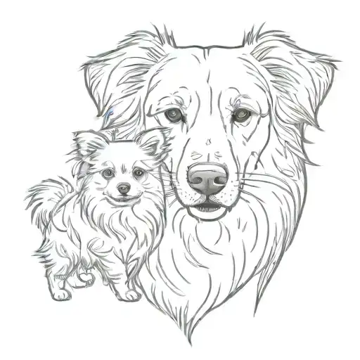 Golden retriever and Pomeranian mix dog tattoo design idea