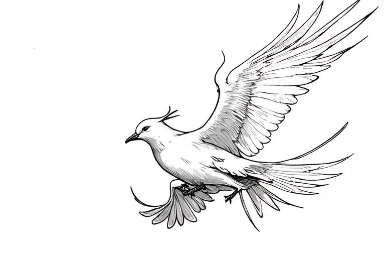 white dove and dark dove flying tattoo design idea
