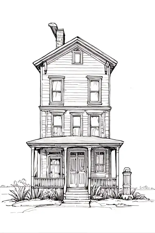 punchy western house tattoo design idea