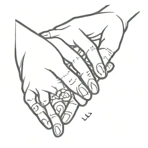 inner child holding hands tattoo design idea