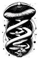 psilocybin molecule with double helix and geometric lines. no mushroom images tattoo design idea