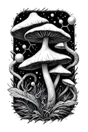 psilocybin molecule with double helix and geometric lines. no mushroom images tattoo design idea