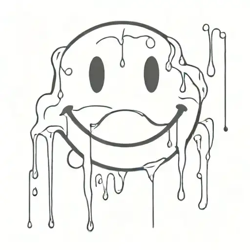 smiley face dripping tattoo design idea