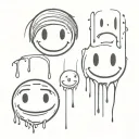 smiley face dripping tattoo design idea
