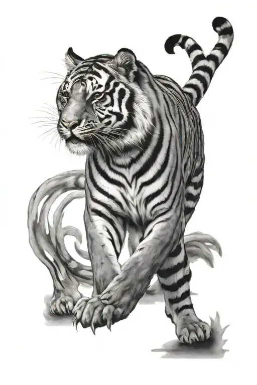 tiger walking tattoo design idea