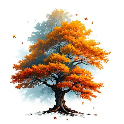 autumn tree tattoo design idea