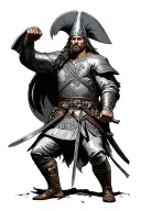 Cossack fighting tattoo design idea