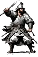 Cossack fighting tattoo design idea