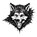 wolf and skull tattoo design idea