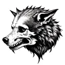 wolf and skull tattoo design idea