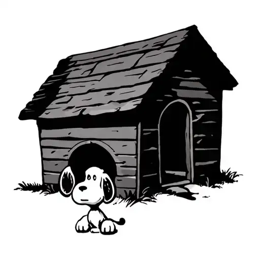 snoopy on dog house tattoo design idea