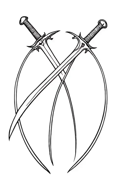two swords laying on evahother biblical meaning sword  tattoo design idea