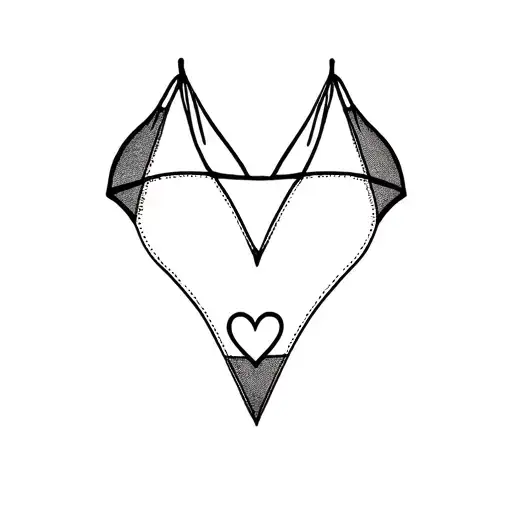 bikini line Letter M with a heart on the side tattoo design idea