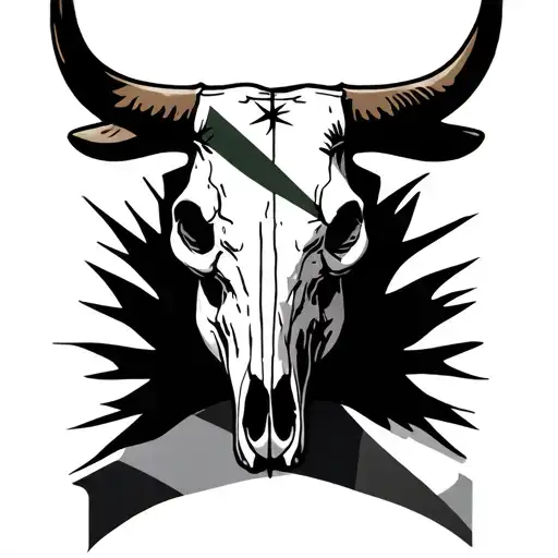 longhorn Bull skull Scotland flag tattoo design idea