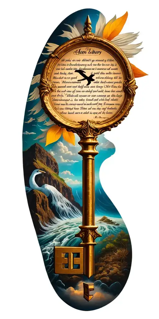 key Bible scriptures and some pictures merged together tattoo design idea